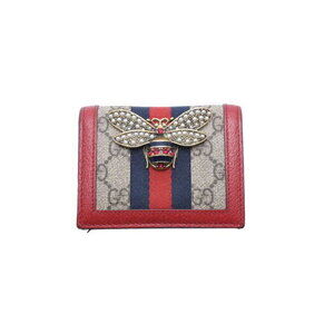 Gucci Queen Margaret Bee Compact Wallet Red